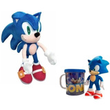 Kit 3 Pç Pelúcia Sonic Grande 50cm + Caneca E Boneco Oferta