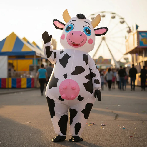 Disfraz Inflable De Vaca Para Adultos: Divertido Traje Hinch
