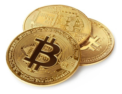 Moneda Conmemorativa Bitcoin Chapado En Oro Btc