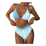 Mujer Bañador Bikini Brasileño Tie-dye Estampado Leopardo Al