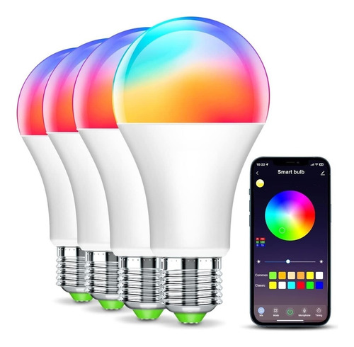 Focos Inteligentes Led Wi-fi 4 Pcs Rgb 2700k-6500k Dimmable