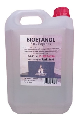 Combustible Bioetanol Fogoneros Biohogares 5 Litros