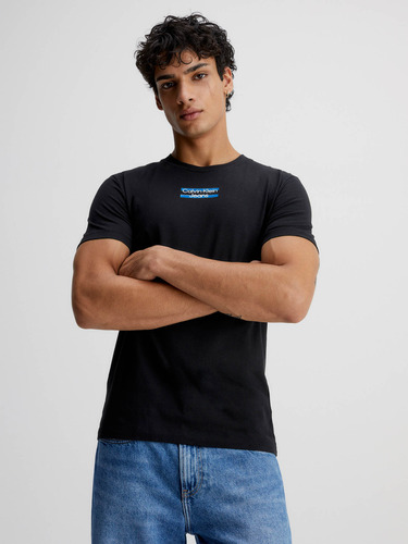 Camiseta Slim Con Logo Negro Calvin Klein