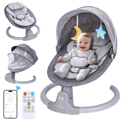 Mecedora Eléctrica Bebé Con Mosquitero Cuna Música Columpio Granleyelé Color Gris | Envío gratis