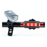 Kit Lanterna E Farol Bicicleta Luz Ultra Led A Prova D'água Cor Preto