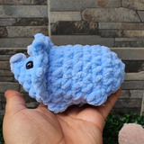 Peluche Amigurumi De Triceratops Tejido A Mano Azul Cielo :)