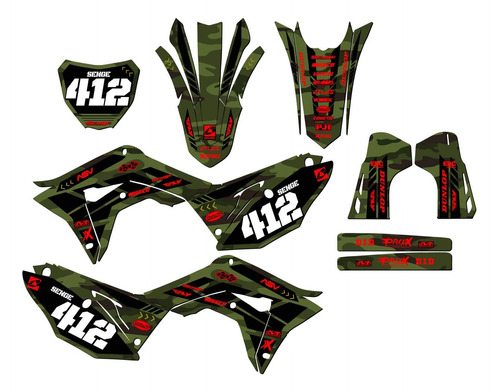 2022 Crf 450 R-s Apache Green Senge Graphics Complete Kit Wi