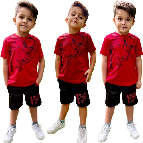 Kit Conjunto Verão Infantil E Juvenil Menino Bermuda E Blusa