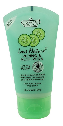 Creme Hidratante Facial Pepino E Aloe Vera Flores & Vegetais