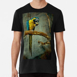 Remera Guacamayo Amarillo Y Azul. Algodon Premium