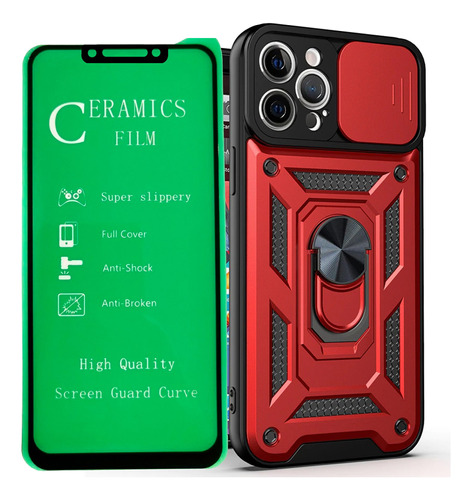 Estuche Antichoque Reforzado + Vidrio Ceramic Para iPhone