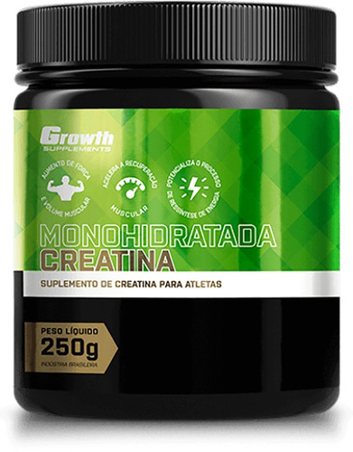 Creatina Monohidratada Em Pote De 250 Gramas Growth Supplements Para Hipertrofia Aumento De Força E Volume