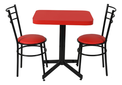 Mesa Con Sillas Para Restaurante Bar Cocina Lounge Cafetería Color Negro/rojo
