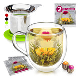 Taza De Vidrio De Borosilicato De Doble Pared Teabloom Con I