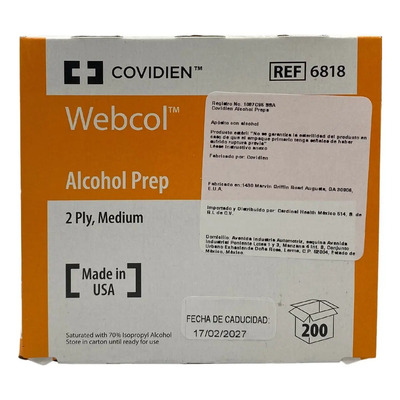 Toallitas Con Alcohol Antiséptico Covidien Neutras Pack 200 Unidades | MercadoLibre
