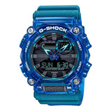 Reloj Hombre Casio G-shock Ga-900skl-2a Joyeria Esponda Malla Celeste Translúcido Bisel Celeste Fondo Negro