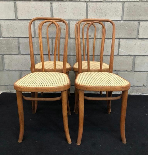 Antiguo Juego 4 Sillas Thonet Mod 391  C/ Sello Originales