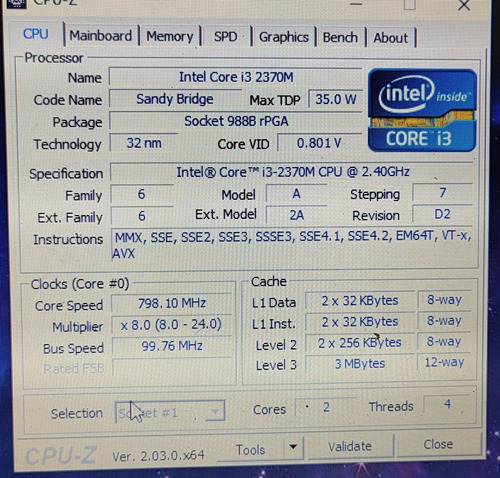 Procesador Intel I3 2370m