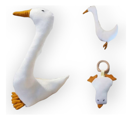 Cisne Pato Ganso Muñeco De Apego Peluche 30cm Más Sonajero