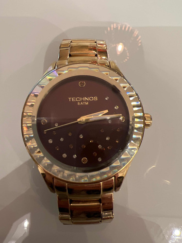 Relógio De Pulso Technos Dourado Com Cristais