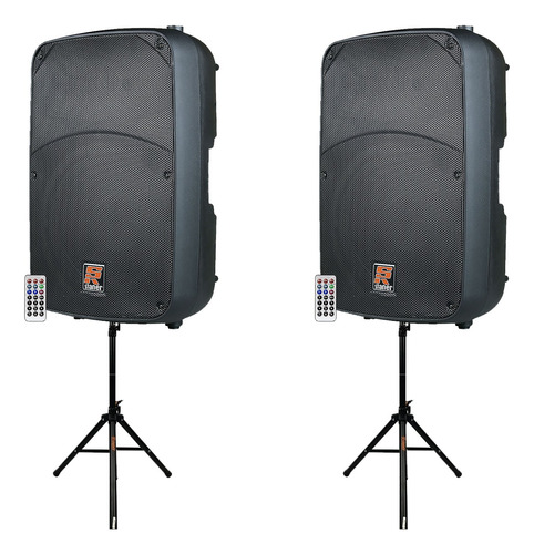 Kit 2 Caixas Ativas Sr315-a Staner 600w Rms + 2 Tripés