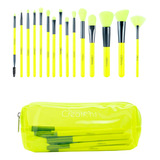 Set 15 Brochas Maquillaje Dare To Bright Beauty Creations® Color Amarillo Neon