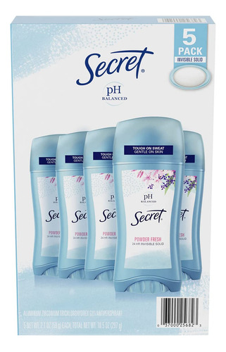 Secret Desodorante Sólido Invisible, Polvo Fresco (2.6 Oz,.