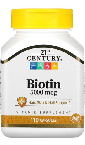 Biotina Cabello Piel Uñas 5,000 Mcg 110cap 21 Century Biotin