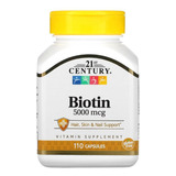 Biotina Cabello Piel Uñas 5,000 Mcg 110cap 21 Century Biotin