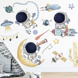 Vinil Decorativo Astronauta Nave Espacial Cuarto Niños Bebe