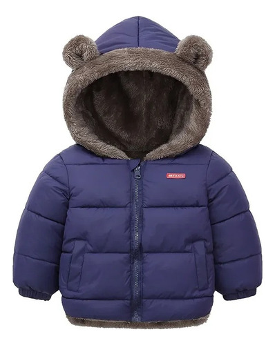 Jaqueta Infantil Forrada Matelada Puffer Com Capuz E Bolsos