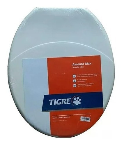 Tampa Vaso Assento Oval Sanitário Tigre Branco Max Plena