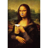 Placa Decorativa Quadro Mona Lisa Cerveja Grande 40x60cm