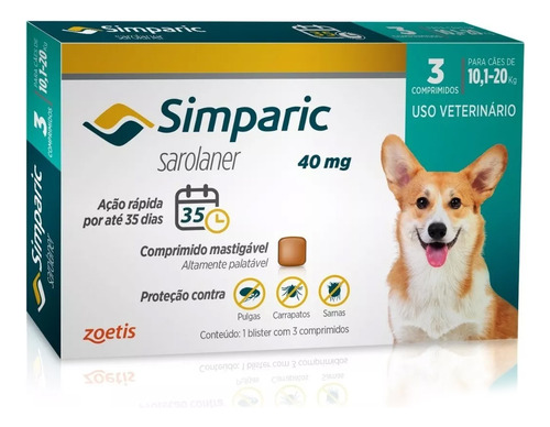 Simparic 10mg 10 A 20kg - 3 Comp.