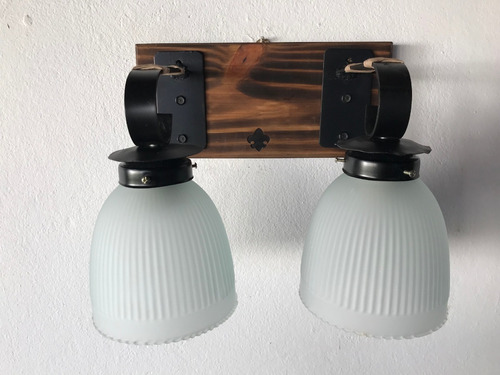 Aplique De Pared Madera Estilo Campo X 2 Luces