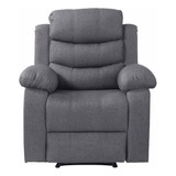 Sillon Reposet Reclinable Individual Tapizado En Simil Cuero Color Gris Claro Diseño De La Tela Moderno