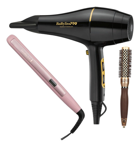 Plancha Ceramica + Secador Nano Titanium Babyliss + Obsequio