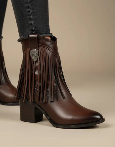Botas Vaqueras Cowboy Mujer Botines Dama Flecos Botin Rodeo | Meses sin interés