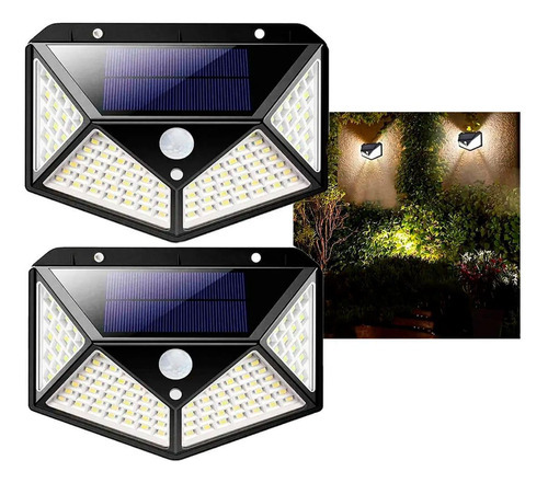 Lámpara De Jardín Con Reflector Solar, 100 Led, Con Sensor