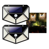 Lámpara De Jardín Con Reflector Solar, 100 Led, Con Sensor