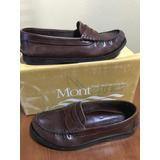 Zapato Mocasín De Cuero Marrón #36, Montagner, Usado