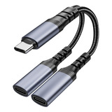 Divisor Usb C, Adaptador Dual Usb C Para Auriculares Y Carga