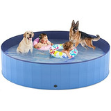 Piscina Plegable Para Perros De Plastico Duro Color Azul