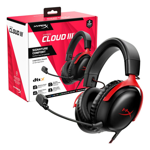 Auricular Hyperx Cloud 3 Sound Dts Gaming Pc Ps5 Xbox Red