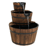 Fuente De Agua Para Exteriores De Barril De Madera De 3 Nive