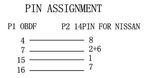 Cable Adaptador Scanner Nissan 14 Pines Obd1 A 16 Pines Obd2 Foto 2