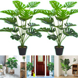 Maceta Artificial Adornos Decoracion Hogar 75cm Monstera 2pz