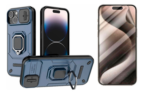 Funda Protección Camara Con Anillo Para iPhone + Hidrogel