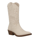 Bota Vaquera Dama 301 Tacon Bajo Rodeo Country Beige