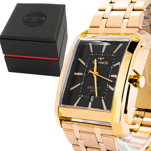 Relógio Masculino Technos Classico Dourado Luxo Original